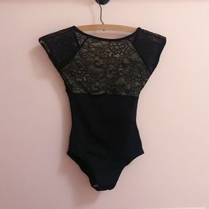 Black lace petite ballet leotard